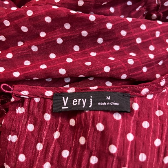 V Ery J Polka Dot Dress in Burgundy Medium - Picture 5 of 8
